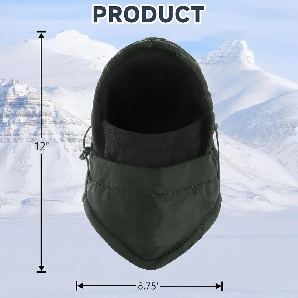 Men's Black Camo Lining Windproof Adjustable Winter Cold Weather Face Mask